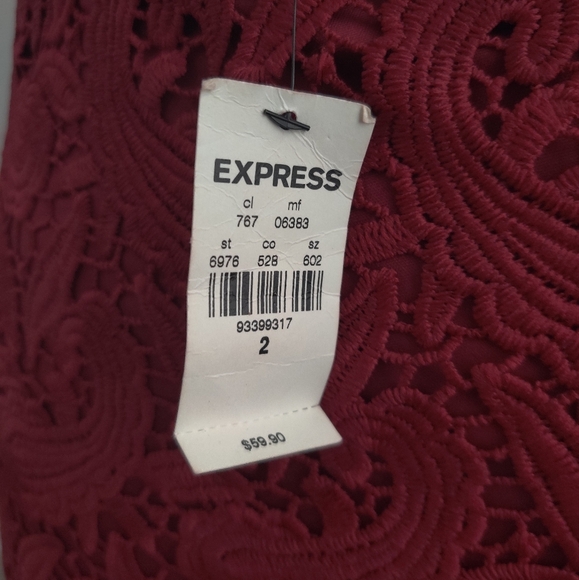 🆕 Express Fairycore Deep Red paisley lace Midi Skirt (2) - Picture 5 of 7